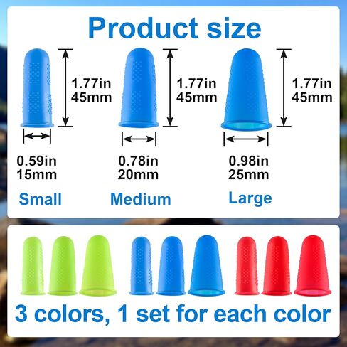 9pcs Hot Glue Gun Finger Protectors, 3 Sizes Silicone Finger Tips Covers, Thumb Protectors Guard Caps for Hot Glue, Home and Office Use- Red Blue Green in Saudi Arabia