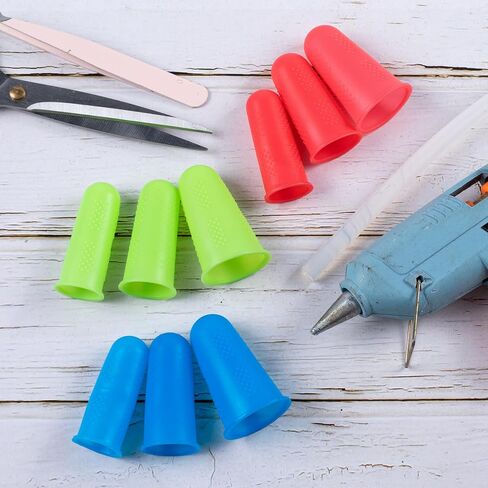 9pcs Hot Glue Gun Finger Protectors, 3 Sizes Silicone Finger Tips Covers, Thumb Protectors Guard Caps for Hot Glue, Home and Office Use- Red Blue Green in Saudi Arabia