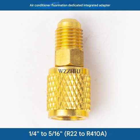 Brass straight adapter, M 5/16" male x F 1/4" SAE female, suitable for refrigerant connection of R32, R410A air conditioning systems in Saudi Arabia