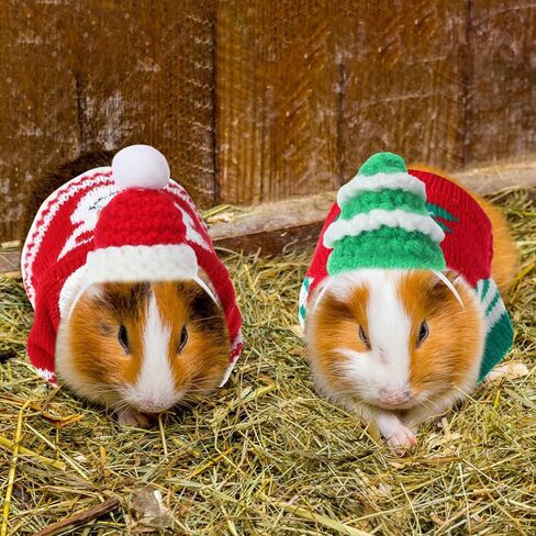 10 Pcs Guinea Pig Clothes, 5 Guinea Pig Costume Outfit, 5 Mini Hat with Adjustable Strap Small Animal Warm Vest Sweater Cozy Hand Knitted Hat for Hamster Bunny (Modern) in Saudi Arabia