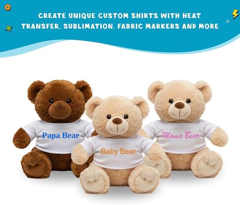 Get Ready Kids Teddy Bear T-Shirts Bulk Pack of 12 White Crew Neck Stuffed Animal Clothes for 12-16 Inch Plush Toys Polyester Blank Tees for DIY Crafts Sublimation and Classroom Projects in Saudi Arabia