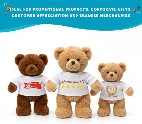 Get Ready Kids Teddy Bear T-Shirts Bulk Pack of 12 White Crew Neck Stuffed Animal Clothes for 12-16 Inch Plush Toys Polyester Blank Tees for DIY Crafts Sublimation and Classroom Projects in Saudi Arabia