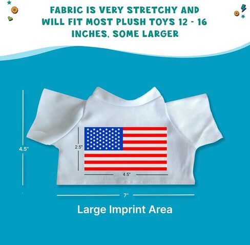 Get Ready Kids Teddy Bear T-Shirts Bulk Pack of 12 White Crew Neck Stuffed Animal Clothes for 12-16 Inch Plush Toys Polyester Blank Tees for DIY Crafts Sublimation and Classroom Projects in Saudi Arabia