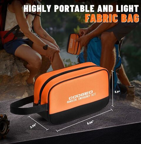 مجموعة أدوات السيارة للطوارئ على جانب الطريق مع كابلات توصيل، وإكسسوارات السيارة للرجال، ومجموعة المساعدة للسلامة تتضمن مطرقة أمان، ومصابيح أمامية، وقفازات، ومجموعة الإسعافات الأولية للنساء والرجال والمراهقين، برتقالية in Kuwait