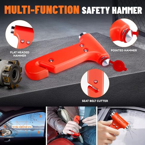 مجموعة أدوات السيارة للطوارئ على جانب الطريق مع كابلات توصيل، وإكسسوارات السيارة للرجال، ومجموعة المساعدة للسلامة تتضمن مطرقة أمان، ومصابيح أمامية، وقفازات، ومجموعة الإسعافات الأولية للنساء والرجال والمراهقين، برتقالية in Kuwait