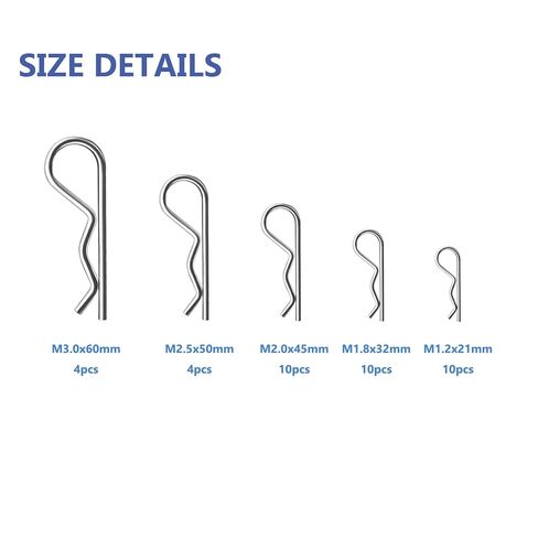 20pcs دبابيس Hitch Hitch Hight Duty Clips Cotter دبابيس ، طقم تشويش دبوس الشعر المطلي بالزنك للزنك للاستخدام على أنظمة قفل دبوس - M3 × 60 ملم in Kuwait