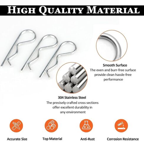 20pcs دبابيس Hitch Hitch Hight Duty Clips Cotter دبابيس ، طقم تشويش دبوس الشعر المطلي بالزنك للزنك للاستخدام على أنظمة قفل دبوس - M3 × 60 ملم in Kuwait