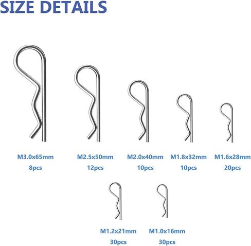 20pcs دبابيس Hitch Hitch Hight Duty Clips Cotter دبابيس ، طقم تشويش دبوس الشعر المطلي بالزنك للزنك للاستخدام على أنظمة قفل دبوس - M3 × 60 ملم in Saudi Arabia