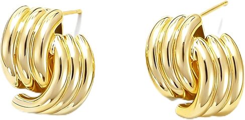 SELFROSE Gold Hoop Earrings for Women,Dainty Chunky Gold Earrings 14k Gold Plated Hypoallergenic Claw CZ Huggie Earrings Small Hoop Earrings for Women Trendy Simple Hoop Earrings Gold Jewelry Gifts in Kuwait