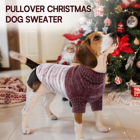 Queenmore Knitted Pullover Dog Sweater, Turtleneck Pet Cat Sweater, Cold Weather Puppy Clothes Stitching Knitwear with Leash Hole for Small Medium Dogs（Green,S） in Saudi Arabia