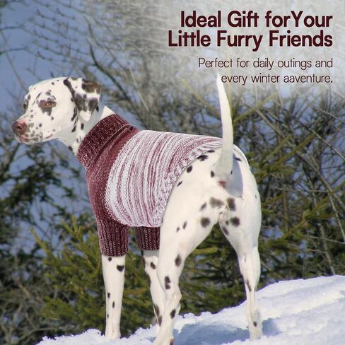 Queenmore Knitted Pullover Dog Sweater, Turtleneck Pet Cat Sweater, Cold Weather Puppy Clothes Stitching Knitwear with Leash Hole for Small Medium Dogs（Green,S） in Saudi Arabia