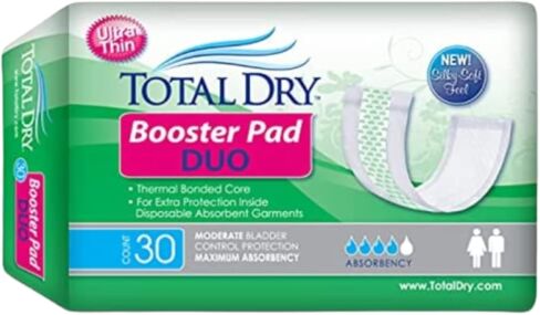 TotalDry Ultra Duo Booster Pads - 30 Count, Advanced Absorbent Core for Exceptional Capacity, Designed for Comfort and Skin Protection, Secure Fit for Worry-Free Use in Kuwait