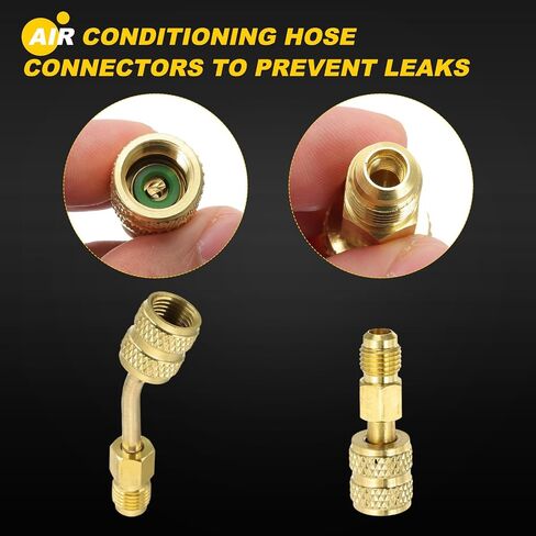 محول PATIKIL R410 5/16 بوصة SAE أنثى إلى 1/4 بوصة SAE ذكر Flare Mini Split محول لمكيفات الهواء موصلات خرطوم HVAC (قطعتان مستقيمتان، قطعتان بزاوية) in Kuwait