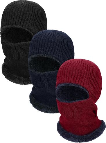3 قطع شتاء دافئ محبوك بالاكلافا الرقبة دفئا قبعة الصوف تزلج الوجه تغطي يندبروف الوجه وشاح للرياضة في الهواء الطلق in Kuwait