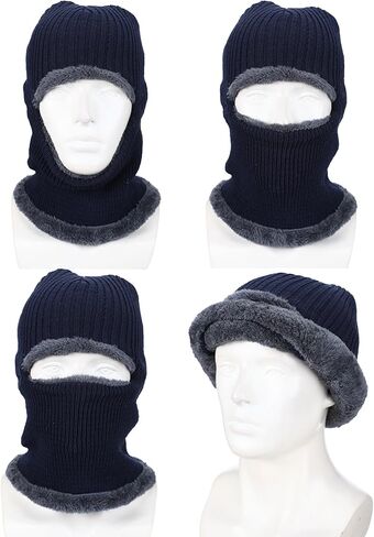 3 قطع شتاء دافئ محبوك بالاكلافا الرقبة دفئا قبعة الصوف تزلج الوجه تغطي يندبروف الوجه وشاح للرياضة في الهواء الطلق in Kuwait