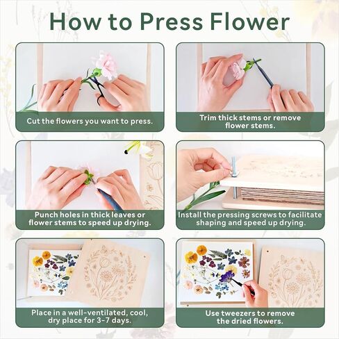 TTUGTTUG Wooden Flower Press Kit, 11" x 11" Large Pressed Flowers for Adult in Saudi Arabia