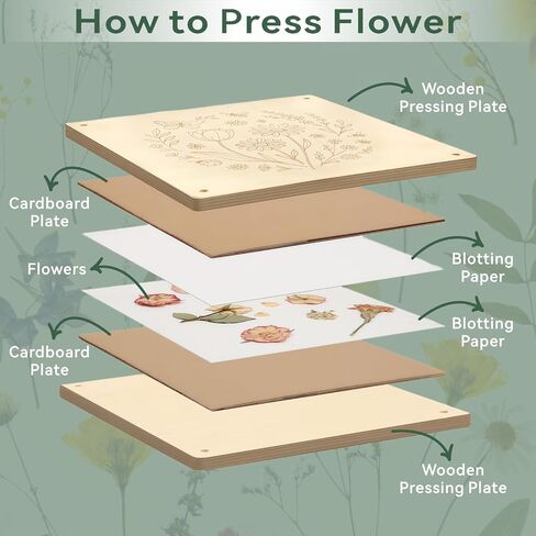 TTUGTTUG Wooden Flower Press Kit, 11" x 11" Large Pressed Flowers for Adult in Saudi Arabia
