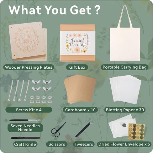 TTUGTTUG Wooden Flower Press Kit, 11" x 11" Large Pressed Flowers for Adult in Saudi Arabia