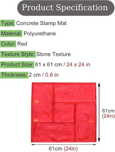 TIST Professional Floor Concrete Embossing Mat, Thickened Concrete Embossing Texture Pattern Mould, Patio Anti-Slip Concrete Pattern Skin(A) in Saudi Arabia