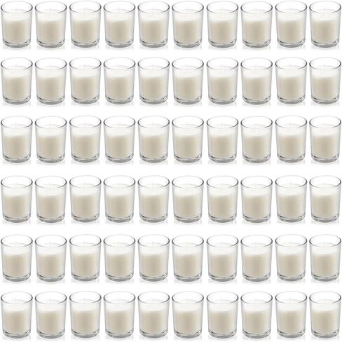 Housecret 24 Pack Warm White Unscented Clear Glass Filled Votive Candles. Hand Poured Wax Candle Ideal Gifts for Aromatherapy Spa Weddings Birthdays Holidays Party in Saudi Arabia