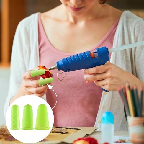 12 Pcs Hot Glue Gun Finger Protectors, 3 Sizes Silicone Finger Tips Covers, Thimble Finger Guard, Thumb Finger Caps for Home and Office Use (Red Blue Green Orange) in Saudi Arabia