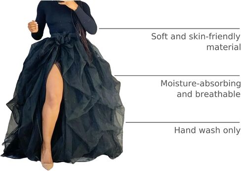 Women's Tulle Maxi Skirt Floor Length Layered High Waist Split Skirt A-Line Puffy Mesh Tutu Skirt for Wedding Party in Kuwait