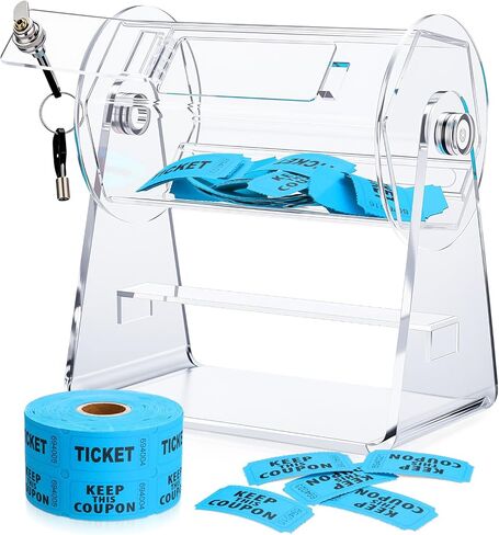 Acrylic Raffle Drum, Clear Raffle Ticket Box Drum Spinner Cage with 1000 Tickets Single Roll for Games Classroom Activities Sports Events Social Contact(Red,Small) in Saudi Arabia