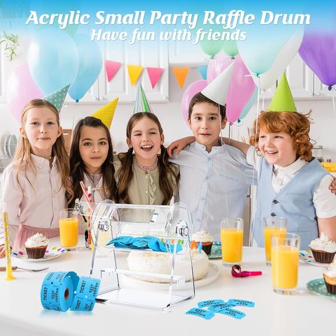 Acrylic Raffle Drum, Clear Raffle Ticket Box Drum Spinner Cage with 1000 Tickets Single Roll for Games Classroom Activities Sports Events Social Contact(Red,Small) in Saudi Arabia