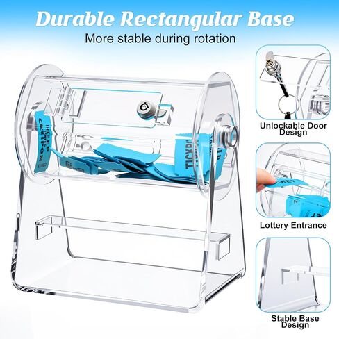 Acrylic Raffle Drum, Clear Raffle Ticket Box Drum Spinner Cage with 1000 Tickets Single Roll for Games Classroom Activities Sports Events Social Contact(Red,Small) in Saudi Arabia