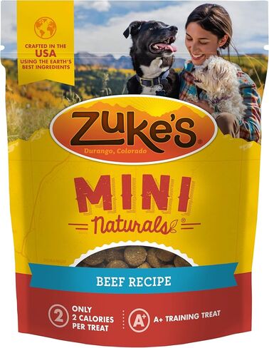 مكافآت تدريب الكلاب الصغيرة الطبيعية من زوك، وصفة لحم البقر، مكافآت ناعمة للكلاب الصغيرة مع الفيتامينات والمعادن، مصنوعة لجميع أحجام السلالات (لحم البقر، 6 أونصة (عبوة من 6)) in Kuwait