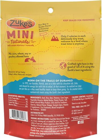 مكافآت تدريب الكلاب الصغيرة الطبيعية من زوك، وصفة لحم البقر، مكافآت ناعمة للكلاب الصغيرة مع الفيتامينات والمعادن، مصنوعة لجميع أحجام السلالات (لحم البقر، 6 أونصة (عبوة من 6)) in Kuwait