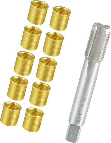 أدوات إصلاح خيط قابس الإشعال الخارجي/العالمي من ACROPIX مع إدراجات داخلية M14x1.25 وصنبور M16x1.25/صنبور فولاذي عالي السرعة/متين/معدن/مجموعة واحدة/قطع غيار سيارات ذهبية اللون in Kuwait