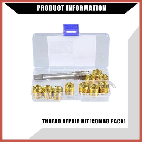 أدوات إصلاح خيط قابس الإشعال الخارجي/العالمي من ACROPIX مع إدراجات داخلية M14x1.25 وصنبور M16x1.25/صنبور فولاذي عالي السرعة/متين/معدن/مجموعة واحدة/قطع غيار سيارات ذهبية اللون in Kuwait