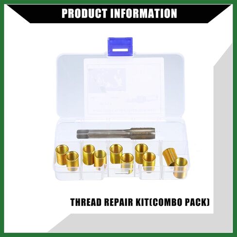 Motoforti Outer/Universal Spark Plug Thread Repair Tools with M10x1.0 Inner Thread Inserts and M12x1.0 Tap/Durable/Metal / 1 Set/Gold Tone Long-lasting in Saudi Arabia