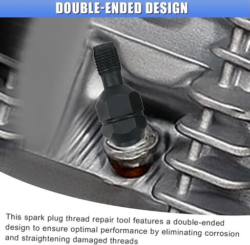 2PCS Spark Plug Thread Chaser Tool, Double-Ended Insert Tap Repair Tool with M10 x 1.0/M12 x 1.25 M14 x 1.5/M18 x 1.5, High Carbon Steel Spark Plug Rethread Kit (Type A/B) in Saudi Arabia