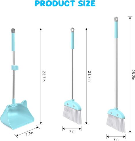 مكنسة صغيرة مع مجرفة للأطفال، مجموعة مكنسة ومجرفة للأطفال بمقبض 28 بوصة للأطفال الصغار على شكل قطة، مجموعة تنظيف وتنظيف للأولاد والبنات، مجموعة صغيرة لمساعد التدبير المنزلي، باللون الوردي in Kuwait