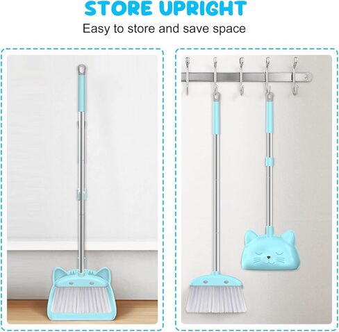 مكنسة صغيرة مع مجرفة للأطفال، مجموعة مكنسة ومجرفة للأطفال بمقبض 28 بوصة للأطفال الصغار على شكل قطة، مجموعة تنظيف وتنظيف للأولاد والبنات، مجموعة صغيرة لمساعد التدبير المنزلي، باللون الوردي in Kuwait