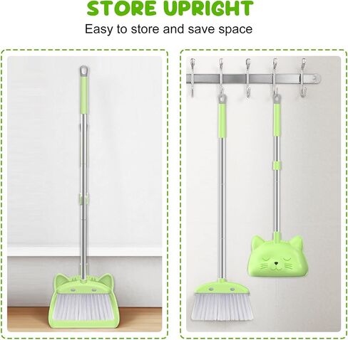 Mini Broom with Dustpan for Kids, 28-in Handle Kids Broom and Dustpan Set for Toddlers Cat-Shaped Children Broom and Cleaning Set Boys Girls Small Housekeeping Helper Set, Pink in Saudi Arabia