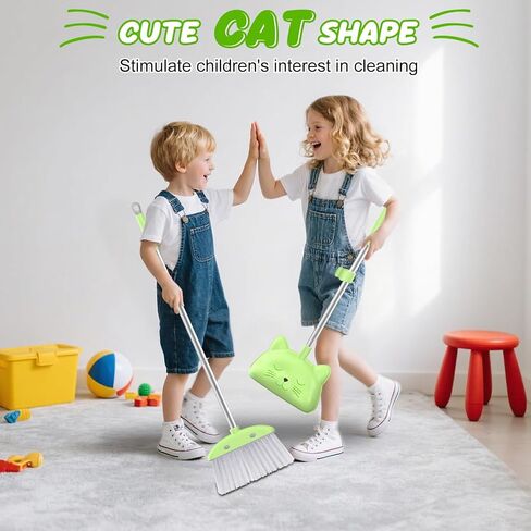 Mini Broom with Dustpan for Kids, 28-in Handle Kids Broom and Dustpan Set for Toddlers Cat-Shaped Children Broom and Cleaning Set Boys Girls Small Housekeeping Helper Set, Pink in Saudi Arabia