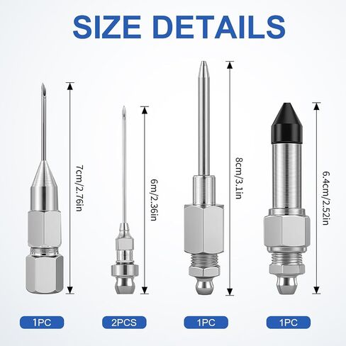 5PCS Grease Gun Needle Tips Fittings Accessory Kit - Includes Grease Needle Dispenser, Rubber Coupler Adapter Injector, Detachable Nozzle Tips, 2 Grease Nozzle Tools for Confined Narrow Tight Spaces in Saudi Arabia