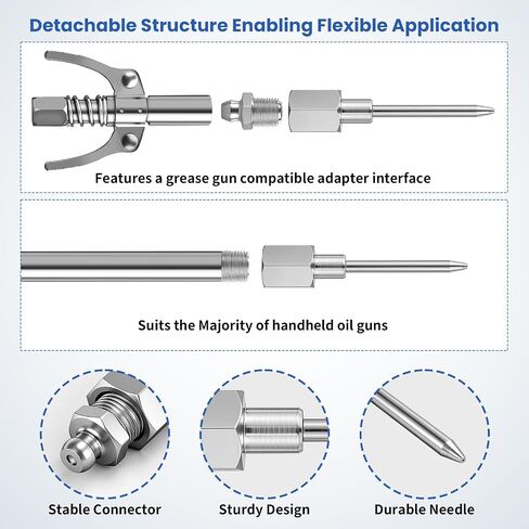5PCS Grease Gun Needle Tips Fittings Accessory Kit - Includes Grease Needle Dispenser, Rubber Coupler Adapter Injector, Detachable Nozzle Tips, 2 Grease Nozzle Tools for Confined Narrow Tight Spaces in Saudi Arabia