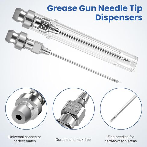 5PCS Grease Gun Needle Tips Fittings Accessory Kit - Includes Grease Needle Dispenser, Rubber Coupler Adapter Injector, Detachable Nozzle Tips, 2 Grease Nozzle Tools for Confined Narrow Tight Spaces in Saudi Arabia
