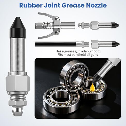 5PCS Grease Gun Needle Tips Fittings Accessory Kit - Includes Grease Needle Dispenser, Rubber Coupler Adapter Injector, Detachable Nozzle Tips, 2 Grease Nozzle Tools for Confined Narrow Tight Spaces in Saudi Arabia