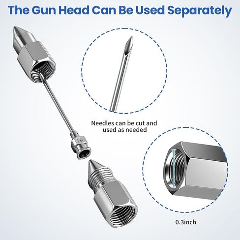 5PCS Grease Gun Needle Tips Fittings Accessory Kit - Includes Grease Needle Dispenser, Rubber Coupler Adapter Injector, Detachable Nozzle Tips, 2 Grease Nozzle Tools for Confined Narrow Tight Spaces in Saudi Arabia