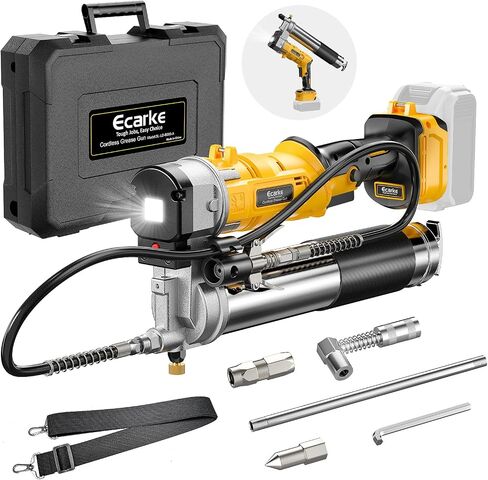 Ecarke Cordless Grease Gun Compatible with DeWalt 20V Battery, 12000PSI Max Electric Grease Gun, Dual Pistol & in-Line Grip, Works with Bulk & Cartridge Grease, with 39" Hose & 4 Couplers (Tool Only) in Saudi Arabia