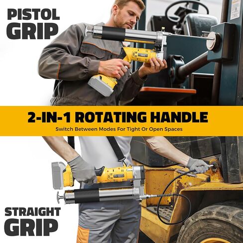 Ecarke Cordless Grease Gun Compatible with DeWalt 20V Battery, 12000PSI Max Electric Grease Gun, Dual Pistol & in-Line Grip, Works with Bulk & Cartridge Grease, with 39" Hose & 4 Couplers (Tool Only) in Saudi Arabia