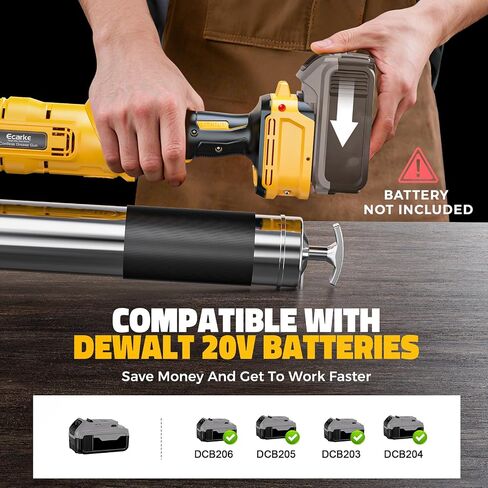 Ecarke Cordless Grease Gun Compatible with DeWalt 20V Battery, 12000PSI Max Electric Grease Gun, Dual Pistol & in-Line Grip, Works with Bulk & Cartridge Grease, with 39" Hose & 4 Couplers (Tool Only) in Saudi Arabia