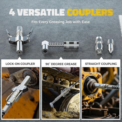 Ecarke Cordless Grease Gun Compatible with DeWalt 20V Battery, 12000PSI Max Electric Grease Gun, Dual Pistol & in-Line Grip, Works with Bulk & Cartridge Grease, with 39" Hose & 4 Couplers (Tool Only) in Saudi Arabia