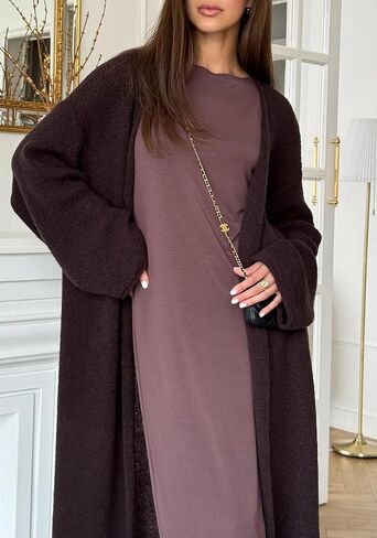 Unybwonn Long Cardigan Lightweight Open Front Long Sleeve Duster Sweater Casual Loose Thin Knit Maxi Coat Outwear in Saudi Arabia