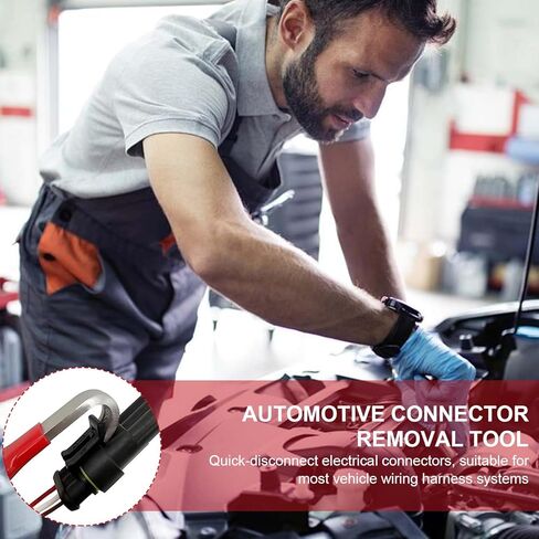 قطعتان من أداة إزالة فاصل الموصل الكهربائي للسيارات، مزيل موصل التوصيل العالمي للسيارات، أداة فصل كهربائية متعددة الوظائف لمعظم المركبات (أحمر) in Kuwait